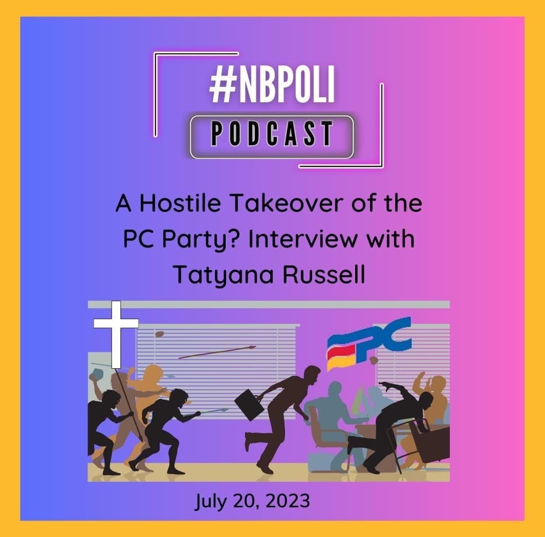 nb polipodcast cover art for “a hostile takeover of the pc party? interview with tatyana russell,” july 20, 2023.
